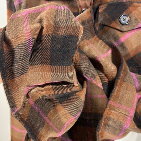 NWT BB Dakota Steve Madden Multicolor Pink Brown Plaid Utility Jacket Medium - Picture 11 of 11